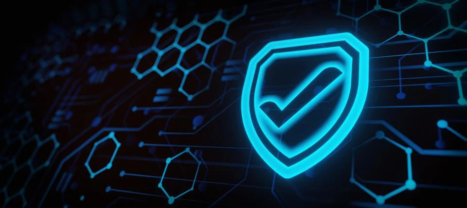 Check mark on shield, Security, safe, privacy or other Security concept backg Stockillustratie
