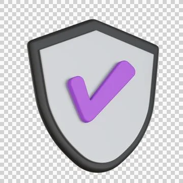 Check mark on shield symbol User Interface 3D icon Stock Illustration