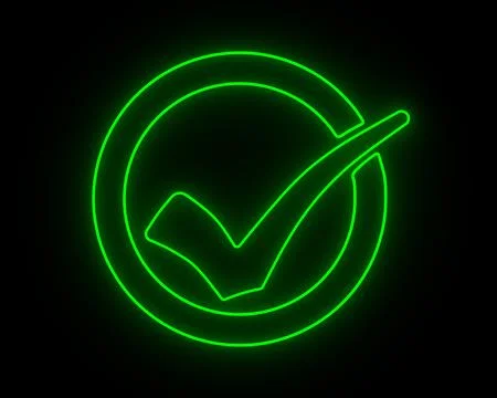 Check mark sign on dark background. 3D illustration Stock Illustration