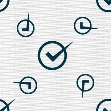 Check mark sign icon. Checkbox button. Seamless pattern with geometric texture. イラスト素材