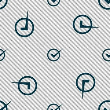 Check mark sign icon. Checkbox button. Seamless pattern with geometric texture. 스톡 일러스트