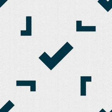 Check mark sign icon . Confirm approved symbol. Seamless pattern with geometr Stock Illustration