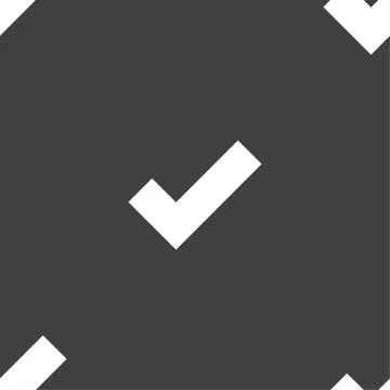 Check mark sign icon . Confirm approved symbol. Seamless pattern on a gray ba Stock Illustration