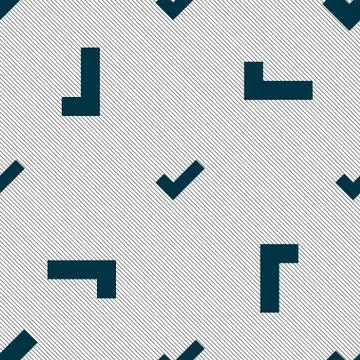 Check mark sign icon . Confirm approved symbol. Seamless pattern with geometric Illustrazione stock