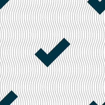 Check mark sign icon . Confirm approved symbol. Seamless pattern with geometric Illustrazione stock