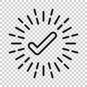 Check mark sign icon in flat style. Confirm button vector illustration on whi Stock Illustration