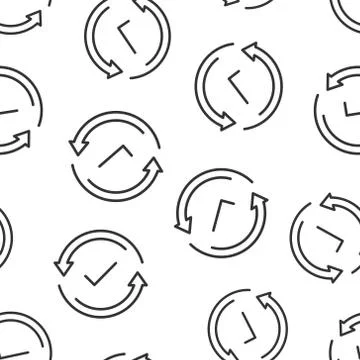 Check mark sign icon in flat style. Confirm button vector illustration on whi Illustrazione stock