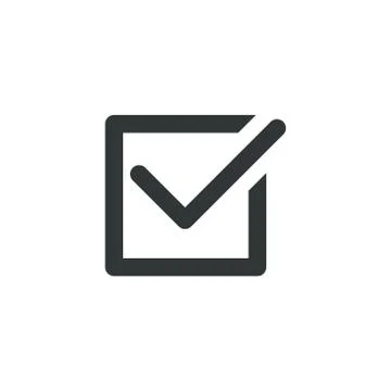 Check mark sign icon. Tick Okay Accept Valid icon button. Confirm icon. Tick in Stock Illustration