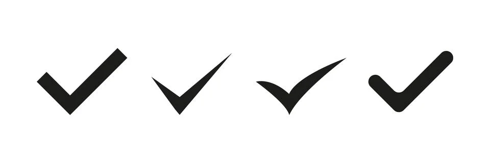 Check mark sign icon vector. Black check mark on white background. Approved i Stock Illustration