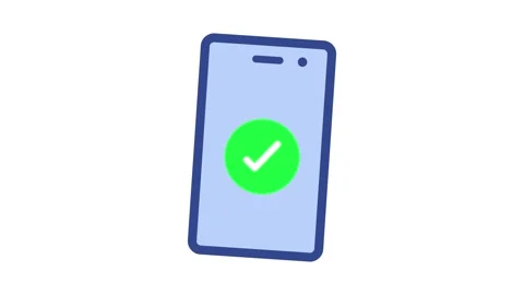 Check mark sign on smartphone screen animation isolated on white background Vidéo 336012117