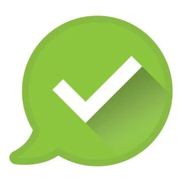 Check mark in speech bubble, approval or consent icon or symbol Stock Illustration