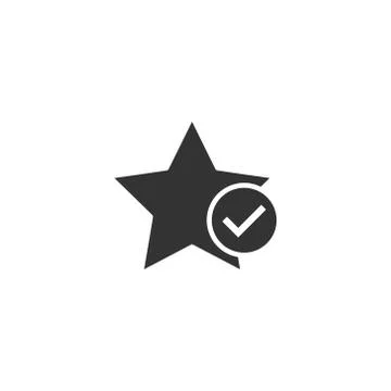 Check mark with star icon in flat style. Add to favorite vector illustration  Stockillustratie