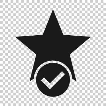 Check mark with star icon in flat style. Add to favorite vector illustration  Stockillustratie