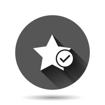Check mark with star icon in flat style. Add to favorite vector illustration  Stockillustratie
