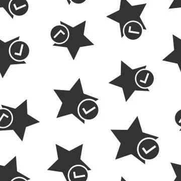 Check mark with star icon in flat style. Add to favorite vector illustration  Stockillustratie
