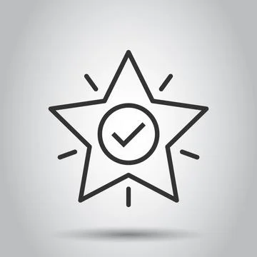 Check mark with star icon in flat style. Add to favorite vector illustration  Stockillustratie