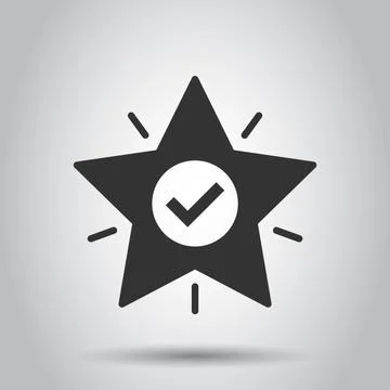 Check mark with star icon in flat style. Add to favorite vector illustration  Stockillustratie