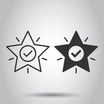 Check mark with star icon in flat style. Add to favorite vector illustration  Stockillustratie