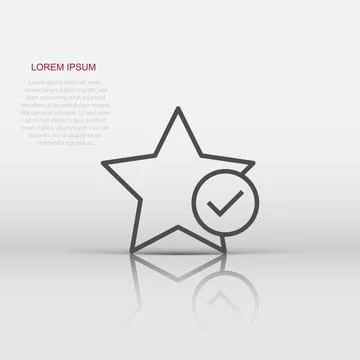 Check mark with star icon in flat style. Add to favorite vector illustratio.. Stockillustratie