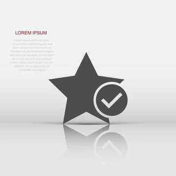 Check mark with star icon in flat style. Add to favorite vector illustratio.. Illustrazione stock