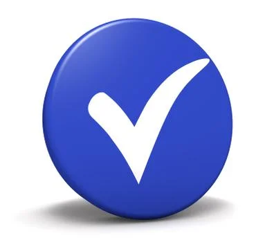Check mark symbol blue button Stock Illustration