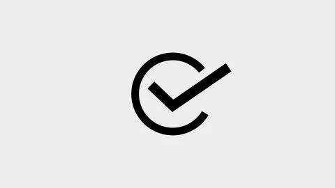 Check mark symbol in a circle on white background Stock Illustration