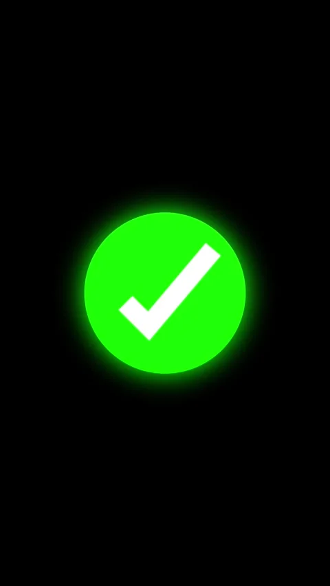 Check mark symbol vertical video glowing on dark background for approval in.. 動画素材 344860555