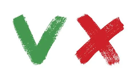 Check mark symbol YES button for vote in check box, web, etc. Dirty grunge hand Stock Illustration