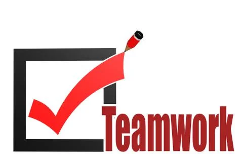 Check mark with teamwork word Stock Illustration