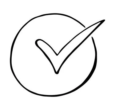 Check Mark Tick Icon Approved Symbol Hand Drawn Doodle Outline Stock Illustration