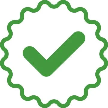 Check mark tick verification icon symbol vector. Certified checkmark badge. Stock Illustration