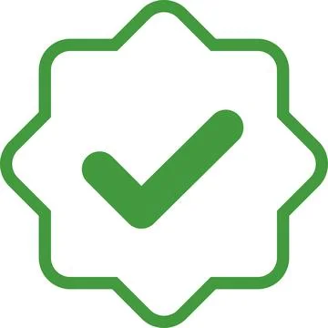Check mark tick verification icon symbol vector. Certified checkmark badge. Stock Illustration