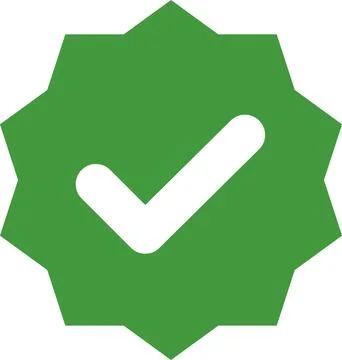 Check mark tick verification icon symbol vector. Certified checkmark badge. Stock Illustration