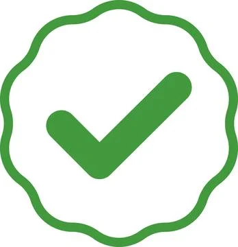 Check mark tick verification icon symbol vector. Certified checkmark badge. Stock Illustration