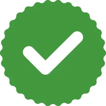 Check mark tick verification icon symbol vector. Certified checkmark badge. Stock Illustration