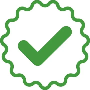 Check mark tick verification icon symbol vector. Certified checkmark badge. Stock Illustration