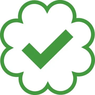 Check mark tick verification icon symbol vector. Certified checkmark badge. Stock Illustration