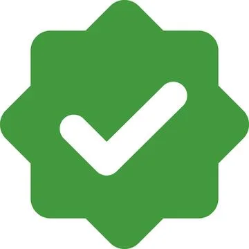 Check mark tick verification icon symbol vector. Certified checkmark badge. Stock Illustration