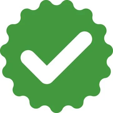 Check mark tick verification icon symbol vector. Certified checkmark badge. Stock Illustration
