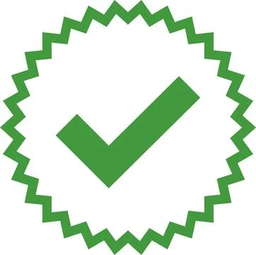 Check mark tick verification icon symbol vector. Certified checkmark badge. Stock Illustration