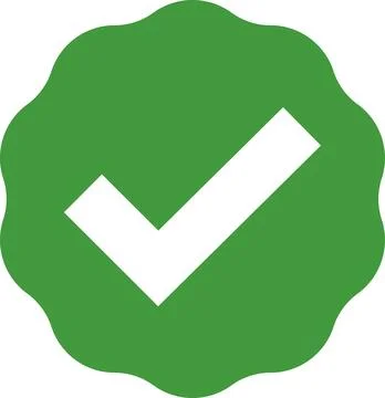 Check mark tick verification icon symbol vector. Certified checkmark badge. Stock Illustration