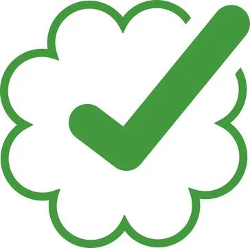 Check mark tick verification icon symbol vector. Certified checkmark badge. Stock Illustration