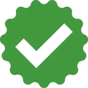 Check mark tick verification icon symbol vector. Certified checkmark badge. Stock Illustration