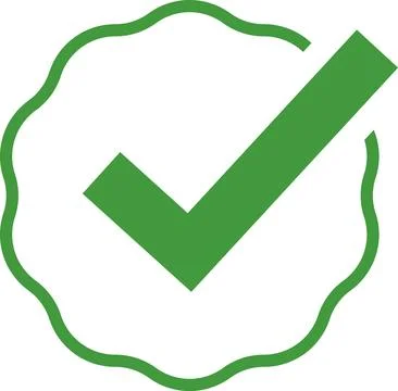 Check mark tick verification icon symbol vector. Certified checkmark badge. Stock Illustration