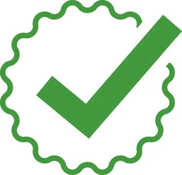 Check mark tick verification icon symbol vector. Certified checkmark badge. Stock Illustration