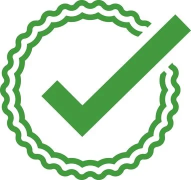 Check mark tick verification icon symbol vector. Certified checkmark badge. Stock Illustration