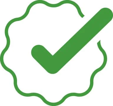 Check mark tick verification icon symbol vector. Certified checkmark badge. Stock Illustration