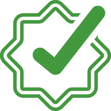 Check mark tick verification icon symbol vector. Certified checkmark badge. Stock Illustration