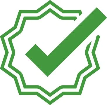 Check mark tick verification icon symbol vector. Certified checkmark badge. Stock Illustration