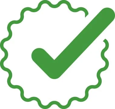 Check mark tick verification icon symbol vector. Certified checkmark badge. Stock Illustration